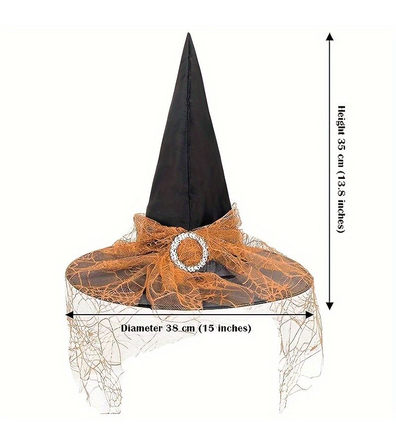 2 Pieces Black And Orange Mesh Witch Hat For Halloween Party Decoration - Image 3