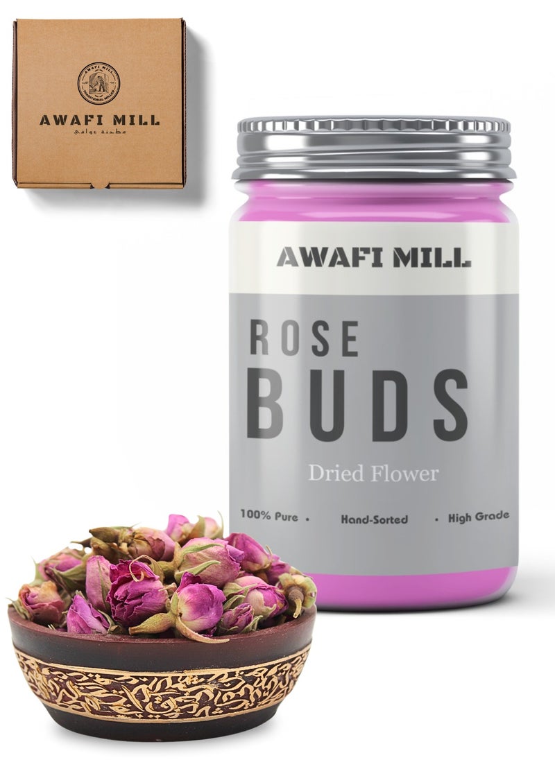 Awafi Mill Pure Rose Buds | Grade A - Premium Sun Dried Buds | Rosa Damascena | | 100% Natural | Pink Whole Rose Buds Dried Loose Tea | Rose Buds  - Image 1