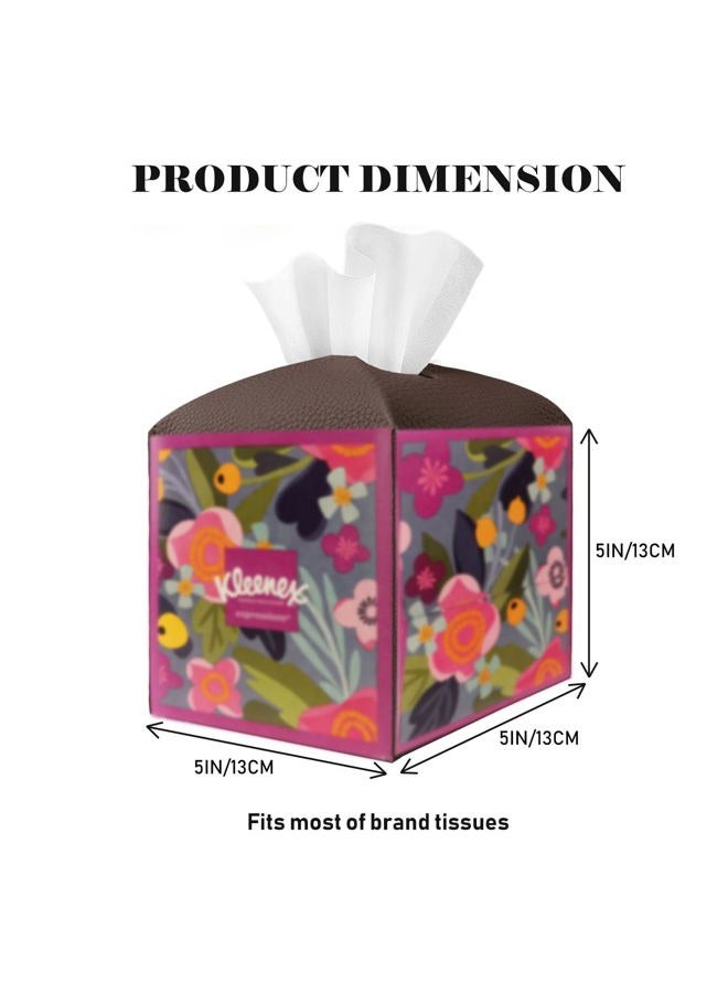 PARIERIS Tissue Box Cover Holder Square Tissue Cube Cover PU Leather Tissue Organizer with Bottom Belt for Bathroom, Tabletop, Car, Night Stands, Office, Home, Kitchen (1, CoffeeBrown) - Image 5