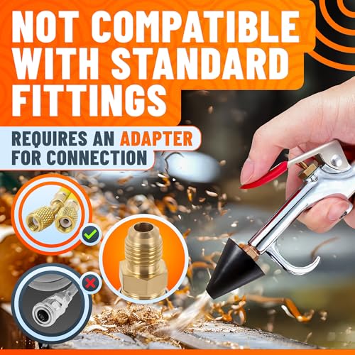 VIKROM Air Nozzle Blow Gun for Compressor - Stainless Steel Air Gun Blower with Pressure Adjustment, Rust-Resistant Brass Thread, Rubber Tip, Thumb Switch Lever - Compact HVAC Tools for Cleaning Tight Spaces - Image 5