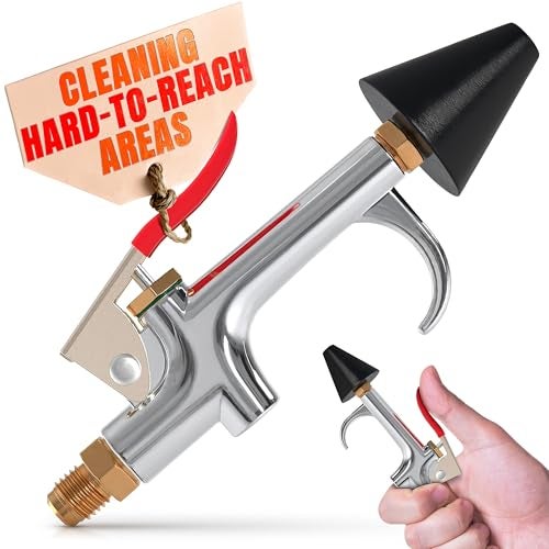 VIKROM Air Nozzle Blow Gun for Compressor - Stainless Steel Air Gun Blower with Pressure Adjustment, Rust-Resistant Brass Thread, Rubber Tip, Thumb Switch Lever - Compact HVAC Tools for Cleaning Tight Spaces - Image 1