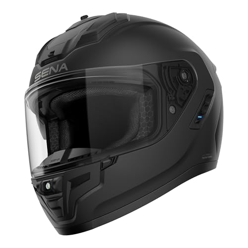 Sena Phantom Full Face Smart Motorcycle Helmet with Integrated Communications LED Lighting and 2nd Generation Sound by Harman Kardon Matte Black L - Image 1
