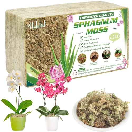 Halatool 2.2LBS Natural Sphagnum Moss for Plants 40 QT Premium Peat Moss Dried Long Fiber Orchid Moss for Orchid Repotting Carnivorous Succulents Garden Flowers Crafts Terrarium and Reptiles - Image 1