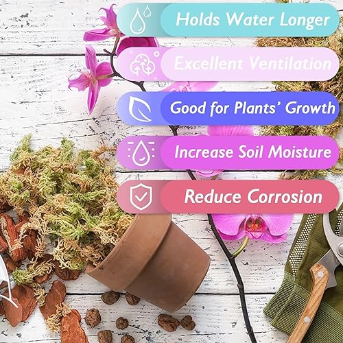 Halatool 2.2LBS Natural Sphagnum Moss for Plants 40 QT Premium Peat Moss Dried Long Fiber Orchid Moss for Orchid Repotting Carnivorous Succulents Garden Flowers Crafts Terrarium and Reptiles - Image 3