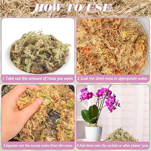 Halatool 2.2LBS Natural Sphagnum Moss for Plants 40 QT Premium Peat Moss Dried Long Fiber Orchid Moss for Orchid Repotting Carnivorous Succulents Garden Flowers Crafts Terrarium and Reptiles - Image 4