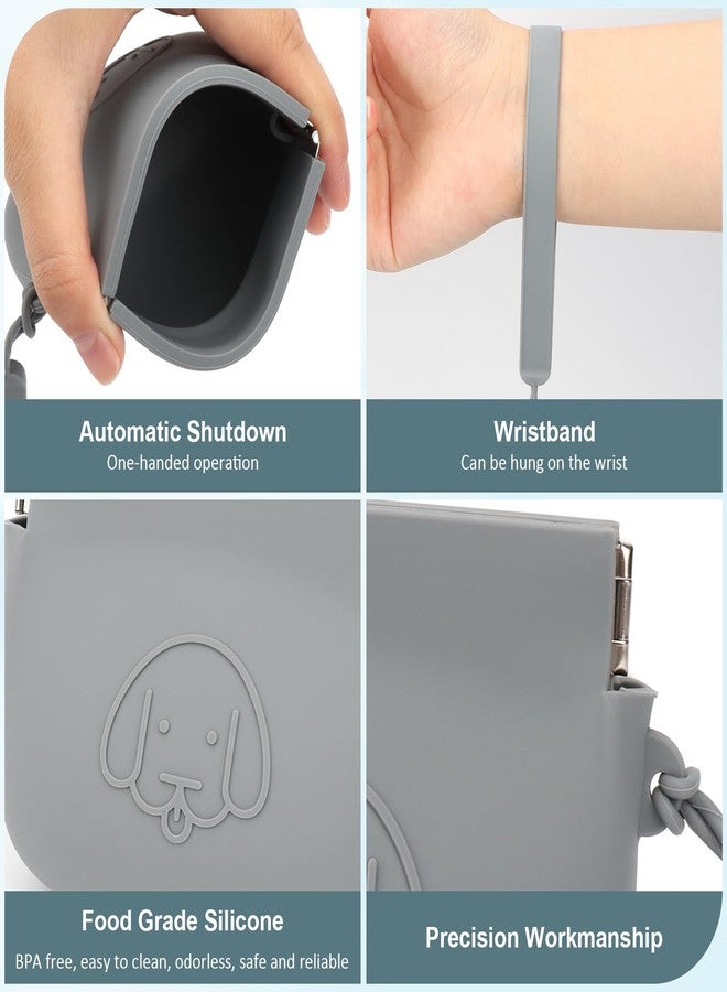 WALLFID Silicone Dog Treat Pouch Small Bag,Auto Closure,with Pet Training Clicker,Walking Bag for Dog and Cat,Pocket Size,Easy to Clean,Odorless (Dark Gray and Black) - Image 4