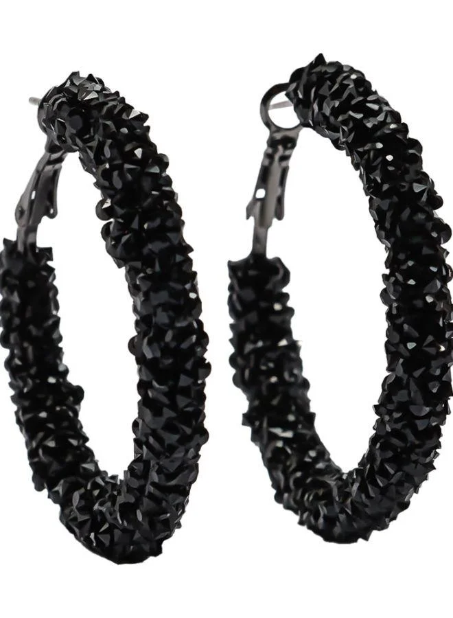 PARFOIS Medium Rhinestone Hoop Earrings