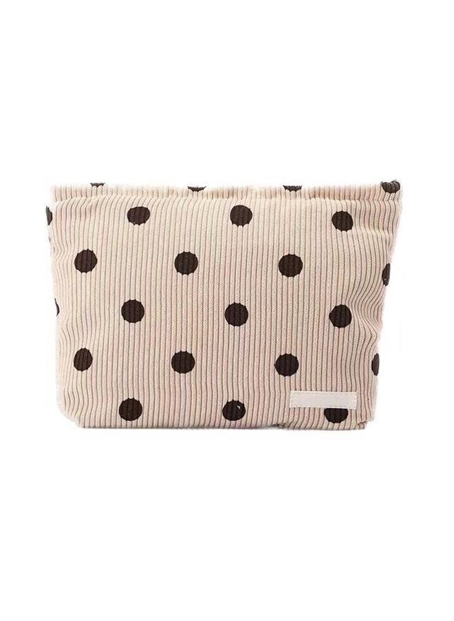 Ali Pearl Corduroy Cosmetic Bag For Women Polka Dot Makeup Bag Travel Toiletry Bag For Women Aesthetic Stuff Girls Case Bags Alipearl (Light Pink)  - Image 1