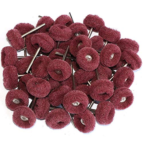 FPPO 50PCS Abrasive Buffing Polishing Wheel Set for Rotary Tools,Removal of Rust Deburring on Metal Surface with 3mm Shank,Mini scouring pad Brush Polishing kit(grit 320 red 50pcs) - Image 1
