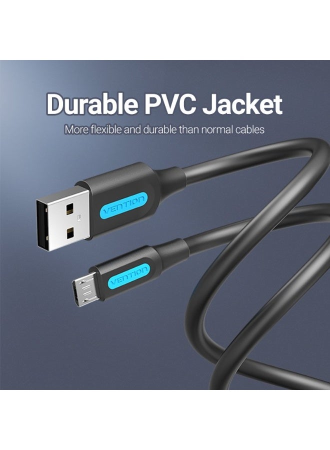 VENTION USB 2.0 A Male to Micro-B Male  Cable   Black PVC Type Model # COLBC - Image 3