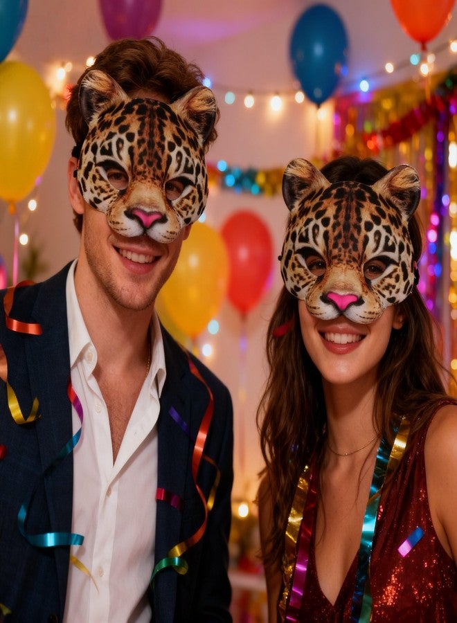 Hosfairy 1Pcs Halloween Half Face Masquerade Masks Animal Leopard Masks for Halloween Carnival Party Dress Up Costume Props - Image 2
