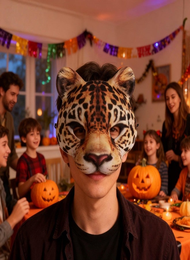 Hosfairy 1Pcs Halloween Half Face Masquerade Masks Animal Leopard Masks for Halloween Carnival Party Dress Up Costume Props - Image 5