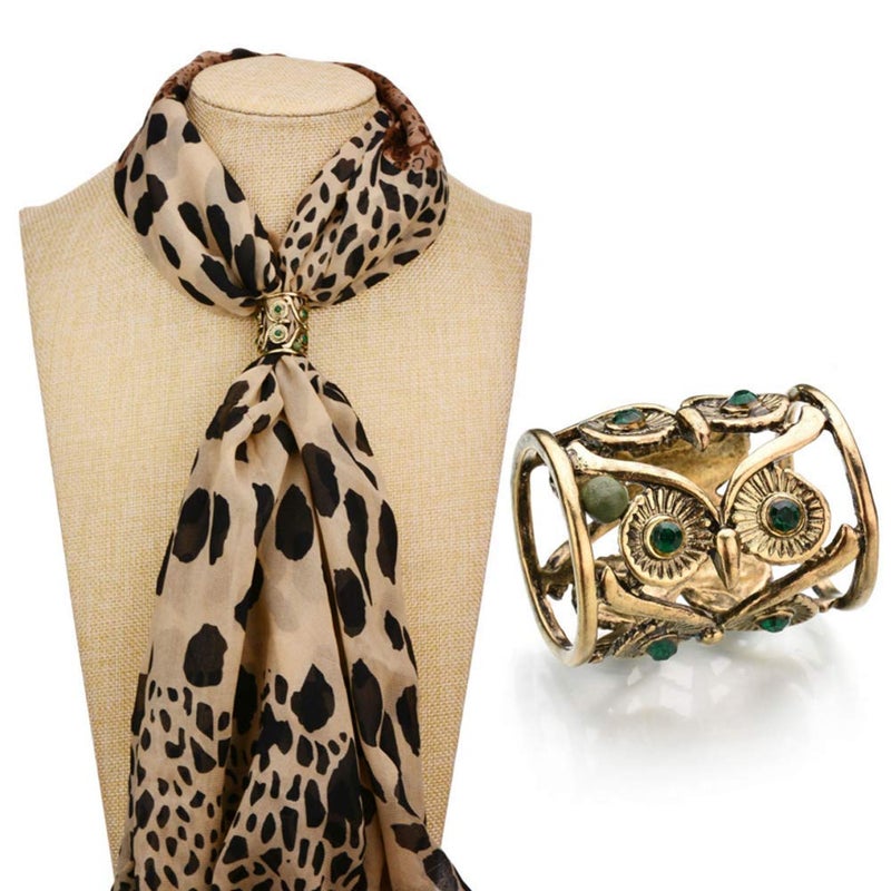 Joyci 3pcs Retro Women's Scarf Ring Clip Slide in Gold Silver Tone Metal Antiqued Hollow Tube Chiffon Buckle (Gold) - Image 4