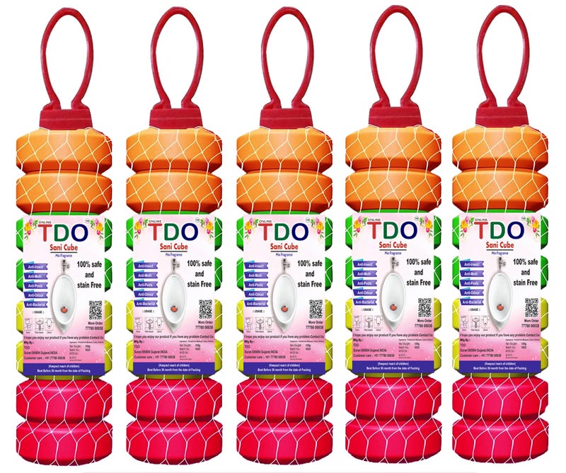 TDO كرات معطر هواء مرحاض TDO - معطر للحمامات والمراحيض - كرات اليورينال - مكعبات اليورينال - مكعب ساني - كرات نفثالين لحوض الغسيل والملابس - للحمامات، المراحيض، الخزائن - عبوة من 5 (100 جرام لكل منها) - Image 1