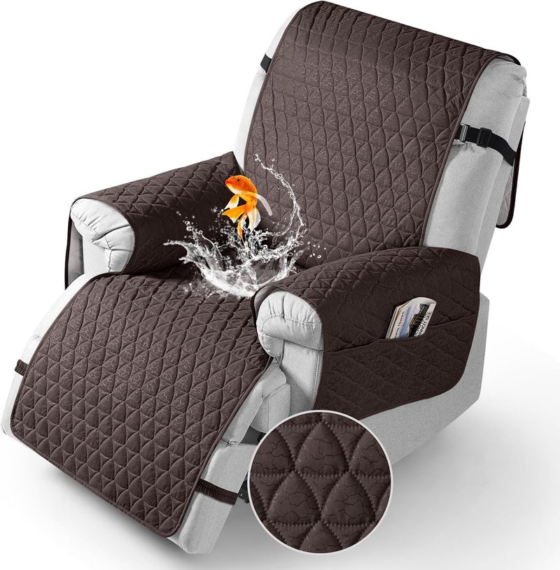 TAOCOCO 100% Waterproof Recliner Cover - Recliner Cover with Non-Slip Granule, Recliner Chair Covers with Elastic Band, Recliner Chair Covers for Reclining Chair(Chocolate, Small-22'') - Image 1