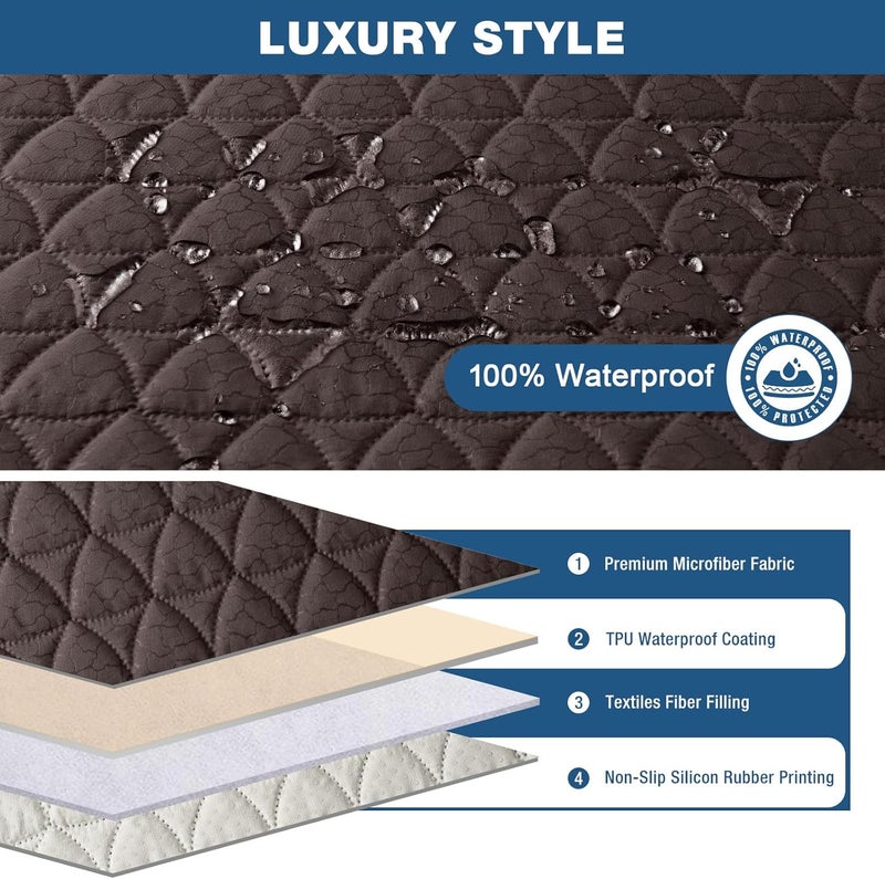 TAOCOCO 100% Waterproof Recliner Cover - Recliner Cover with Non-Slip Granule, Recliner Chair Covers with Elastic Band, Recliner Chair Covers for Reclining Chair(Chocolate, Small-22'') - Image 2