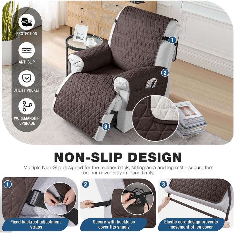 TAOCOCO 100% Waterproof Recliner Cover - Recliner Cover with Non-Slip Granule, Recliner Chair Covers with Elastic Band, Recliner Chair Covers for Reclining Chair(Chocolate, Small-22'') - Image 3