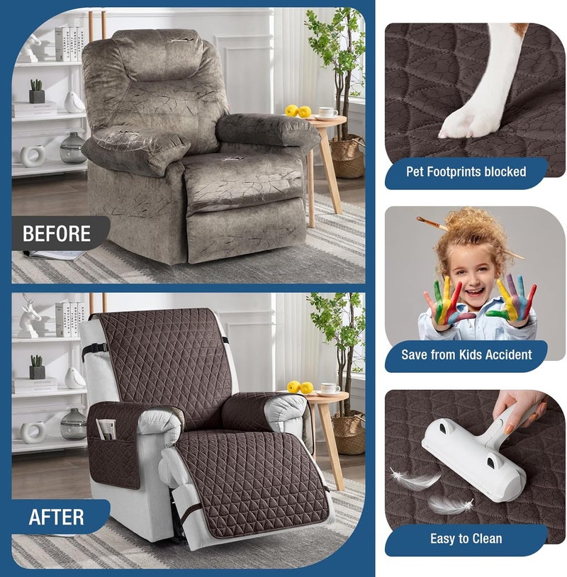 TAOCOCO 100% Waterproof Recliner Cover - Recliner Cover with Non-Slip Granule, Recliner Chair Covers with Elastic Band, Recliner Chair Covers for Reclining Chair(Chocolate, Small-22'') - Image 4