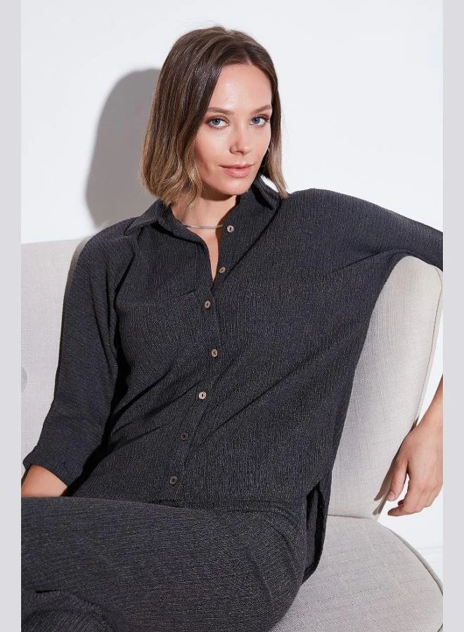 ليلا قميص نسائي ليلا بقصة عادية مطاطي بنقوش