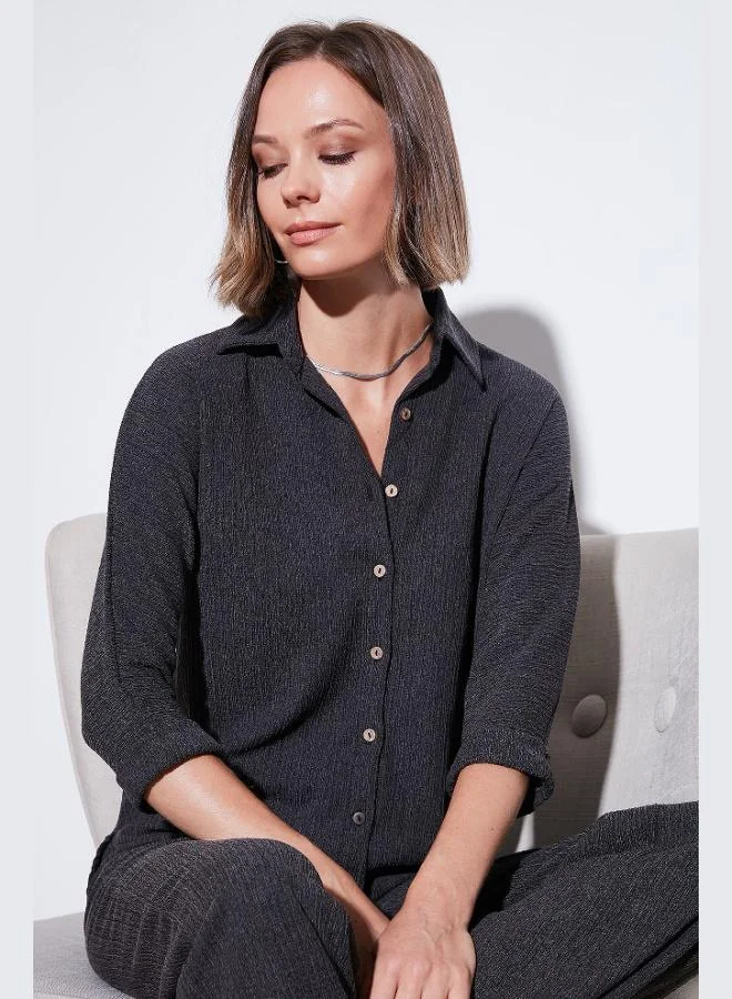 Lela Lela Stretch Regular Fit Textured Shirt Women's SHIRT 5865975