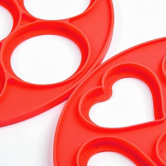 Silk Route Pancake Mold Maker Silicone NonStick Egg Ring Baking Round And HeartShape Omelette Mold 2 Pack - Image 3