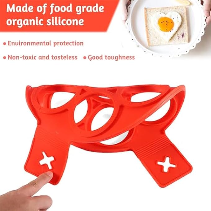 Silk Route Pancake Mold Maker Silicone NonStick Egg Ring Baking Round And HeartShape Omelette Mold 2 Pack - Image 4