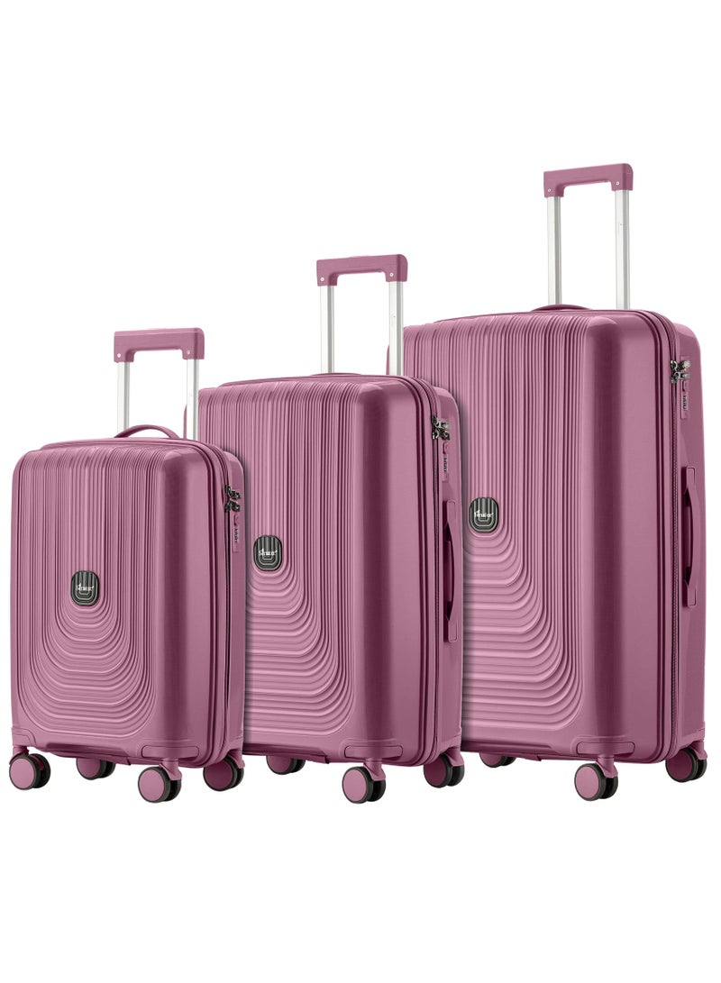 SENATOR Unisex PP Fashion Trolley Luggage Set Lightweight Hard-Shell Spinner luggage with 360° Degree 4 Twin Wheel and Safe Zippers KH1009 Purple - Image 1