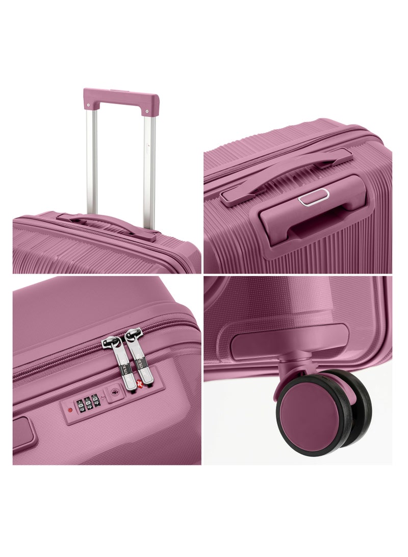 SENATOR Unisex PP Fashion Trolley Luggage Set Lightweight Hard-Shell Spinner luggage with 360° Degree 4 Twin Wheel and Safe Zippers KH1009 Purple - Image 5