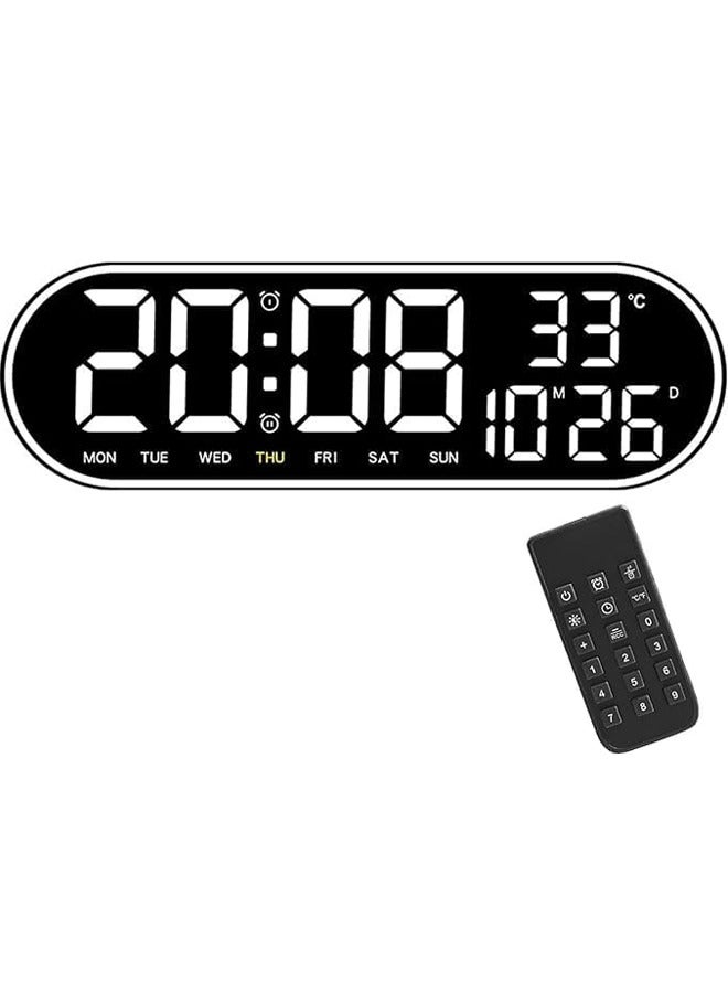 PADOM ساعة حائط رقمية بادوم بشاشة كبيرة، ساعة منبه رقمية 15 بوصة، ساعة رقمية LED مع جهاز تحكم عن بعد، سطوع قابل للتعديل، ساعة كبيرة للعد التنازلي مع التاريخ، الأسبوع، درجة الحرارة، طاقة سلكية - Image 1