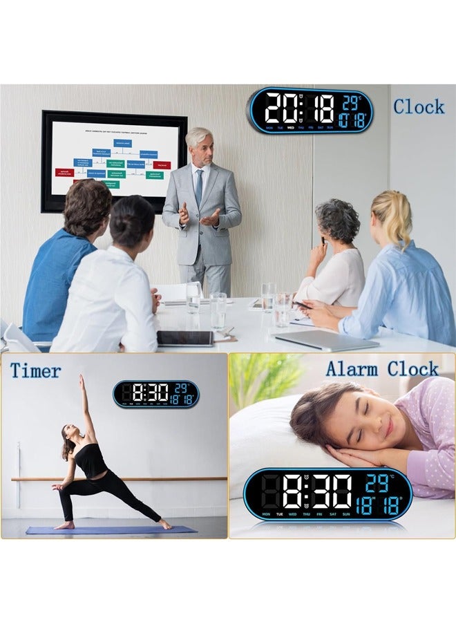 PADOM ساعة حائط رقمية بادوم بشاشة كبيرة، ساعة منبه رقمية 15 بوصة، ساعة رقمية LED مع جهاز تحكم عن بعد، سطوع قابل للتعديل، ساعة كبيرة للعد التنازلي مع التاريخ، الأسبوع، درجة الحرارة، طاقة سلكية - Image 5