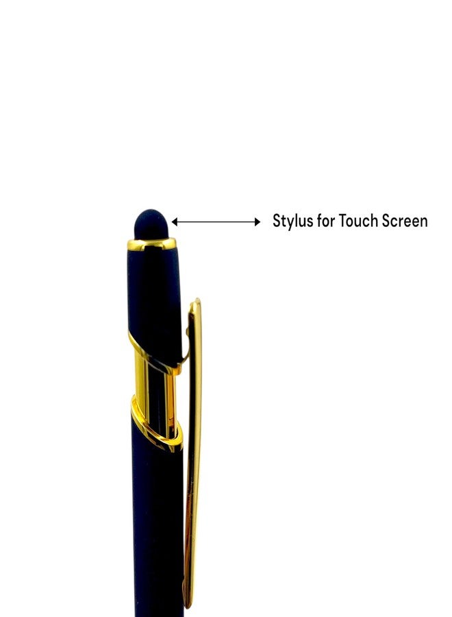 auteur Velvet Finish Ball Pen with Stylus Black Metal Body Blue Ink Smooth Writing Premium Gift Box Ball Pen for Professionals, Office Use, Gifting & Signature - Image 4