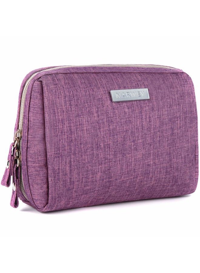 Narwey Small Makeup Bag for Purse Mini Cosmetic Bag Travel Makeup Pouch Zipper Pouch Cute Make up Bags with Compartments for Women (Small, Purple) - Image 1