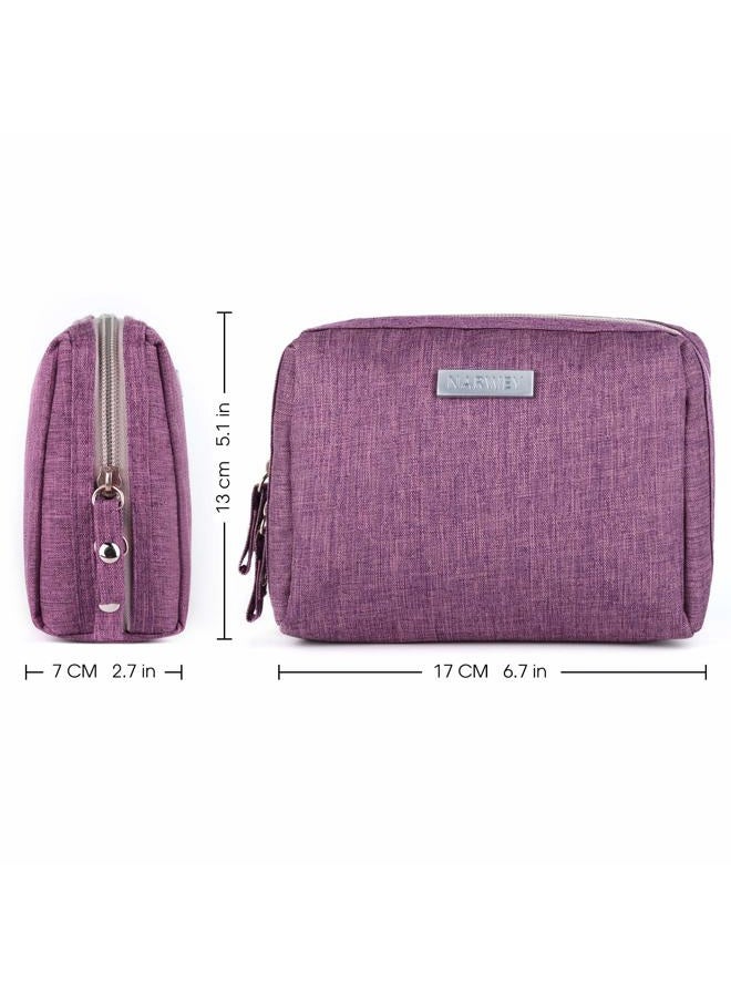 Narwey Small Makeup Bag for Purse Mini Cosmetic Bag Travel Makeup Pouch Zipper Pouch Cute Make up Bags with Compartments for Women (Small, Purple) - Image 4