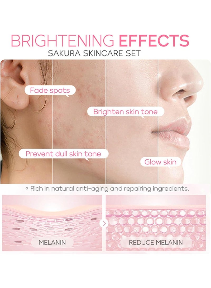 Laikou Sakura Skincare Gift Sets for Women - 6-Step Routine With Cleanser, Toner, Lotion, Serum, Eye Serum, Essence - Gifts for Teenage Girls - Vegan & Cruelty-Free (6PCS) - Image 2