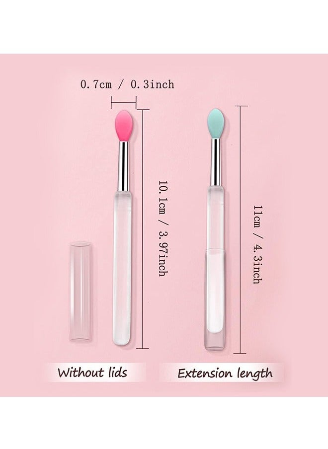 Generic 10pcs Silicone Lip Brushes Set, Lipstick Lip Gloss Applicator Brushes with Anti-lost Cover Lip Care Tool, Multipurpose Crystal Rod Makeup Brushes (Pink+Green)  - Image 2
