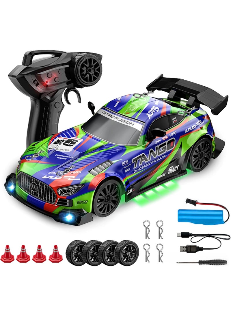 LBMT سيارة انجراف RC لسيارة لعبة كهربائية مع وحدة تحكم،سيارات انجراف RC عالية السرعة 1:24 4WD مع مصابيح LED وإطارات انجراف وبطاريات، للكبار والصغار - Image 1