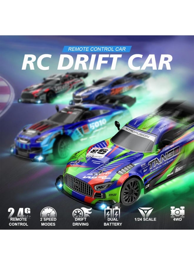 LBMT سيارة انجراف RC لسيارة لعبة كهربائية مع وحدة تحكم،سيارات انجراف RC عالية السرعة 1:24 4WD مع مصابيح LED وإطارات انجراف وبطاريات، للكبار والصغار - Image 2