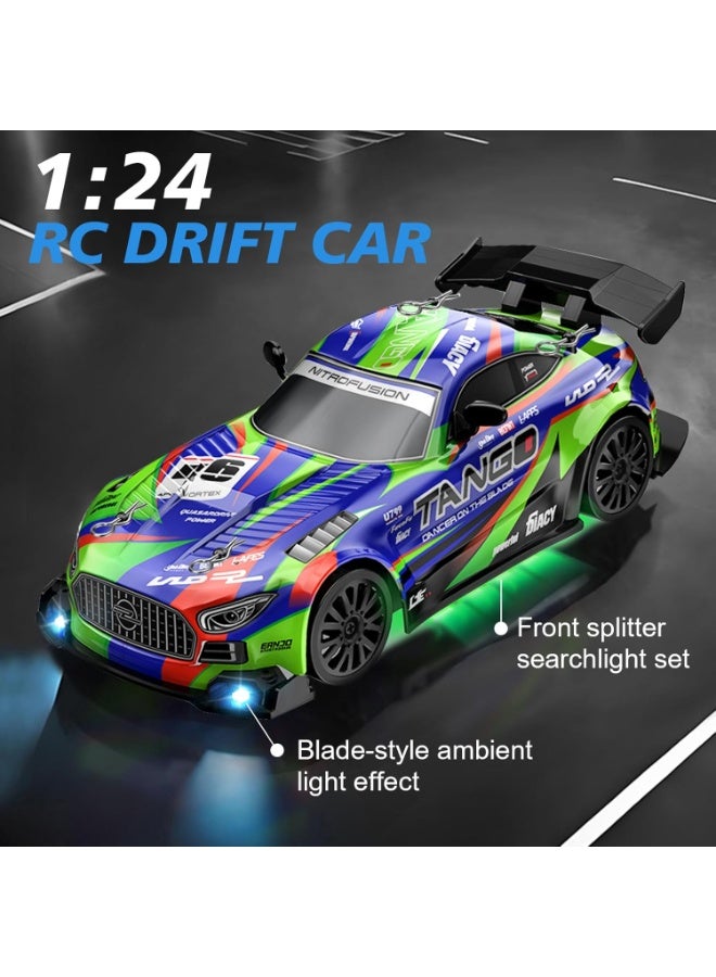 LBMT سيارة انجراف RC لسيارة لعبة كهربائية مع وحدة تحكم،سيارات انجراف RC عالية السرعة 1:24 4WD مع مصابيح LED وإطارات انجراف وبطاريات، للكبار والصغار - Image 3