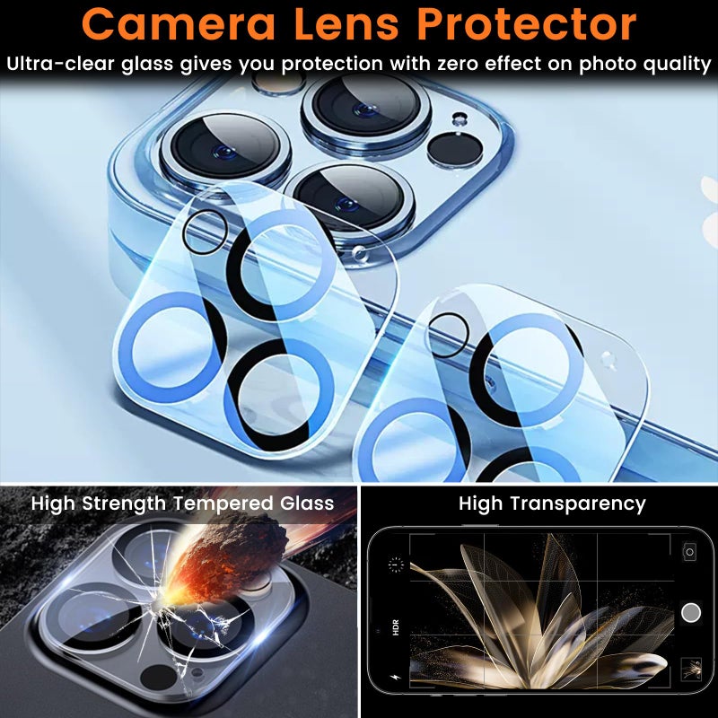 Lesakit 3+3 Pack Privacy Screen Protector for iPhone 14 Pro Max 6.7-Inch with 3 Pack Camera Lens Protector, Anti Spy Tempered Glass Film 9H Hardness Bubble Free Case Friendly - Image 5