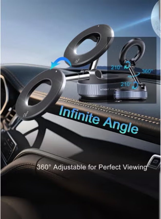 JAJEEK 360° Magnetic Car Phone Holder with Strong Suction Mount | MagSafe Compatible Mobile Stand for iPhone, Samsung Galaxy, Google Pixel & Universal Smartphones – Dashboard & Windshield Car Mount - Image 5