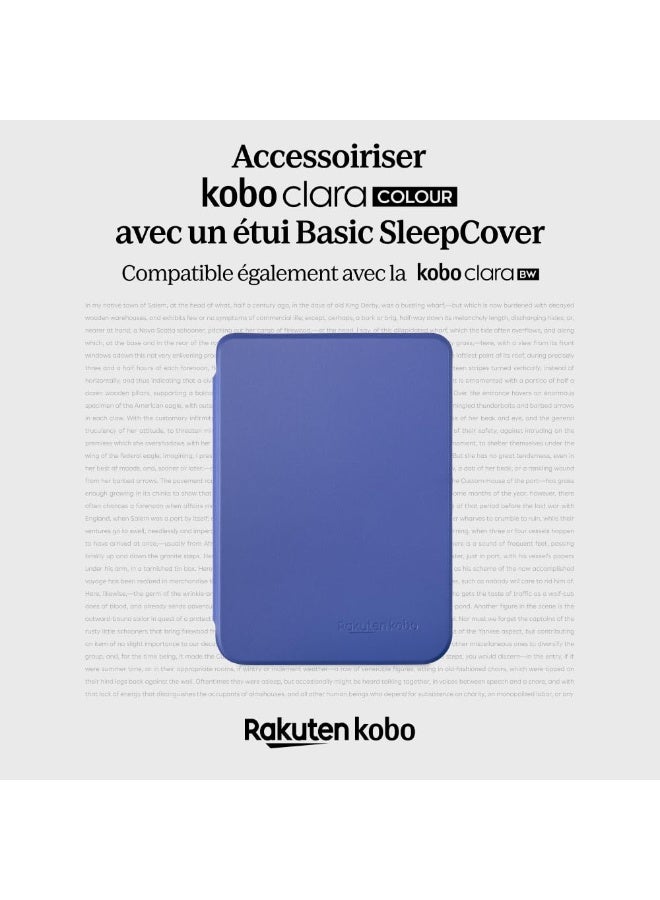 كوبو غلاف Kobo Clara Colour/BW SleepCover | أزرق كوبالت (تصميم أساسي) | تقنية السكون/الاستيقاظ | جلد نباتي | متوافق مع قارئ الكتب الإلكترونية Kobo Clara Colour/BW مقاس 6 بوصات - Image 4