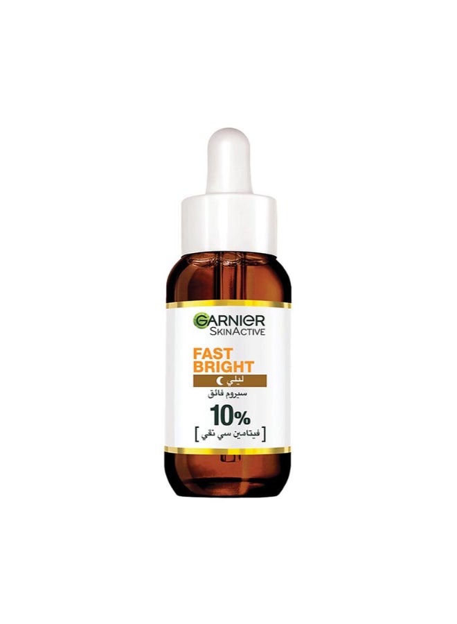 garnier Skin Active Fast Bright Overnight Booster Face Serum With 10% Pure Vitamin C, 30ml - Image 1