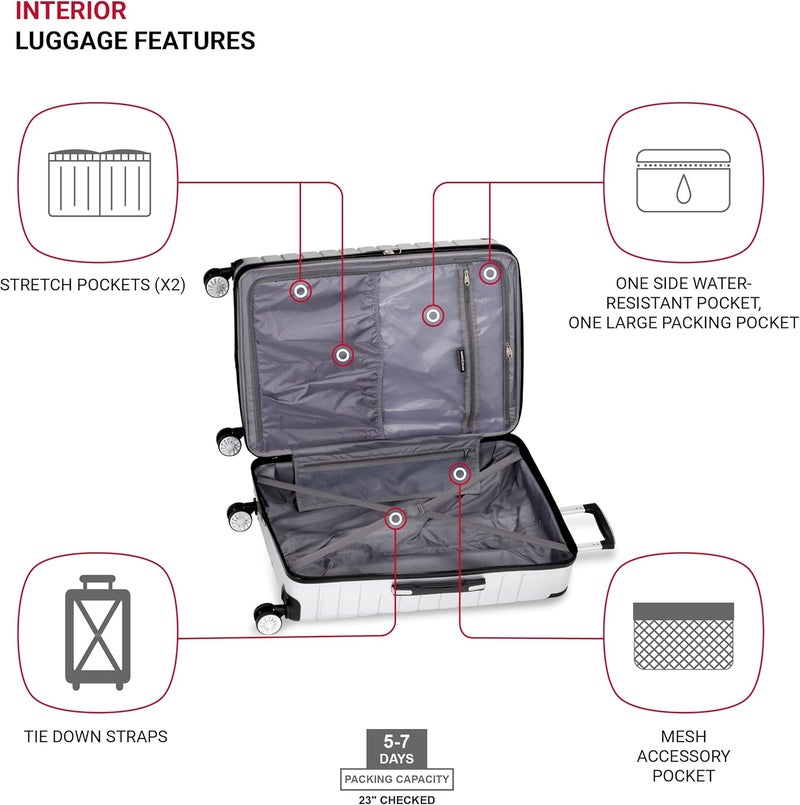 SwissGear 7782 Hardside Expandable Luggage with Spinner Wheels Silver CheckedMedium 24Inch - Image 4