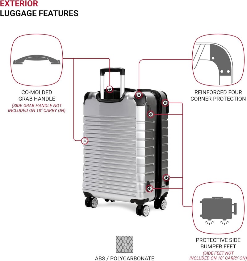 SwissGear 7782 Hardside Expandable Luggage with Spinner Wheels Silver CheckedMedium 24Inch - Image 3