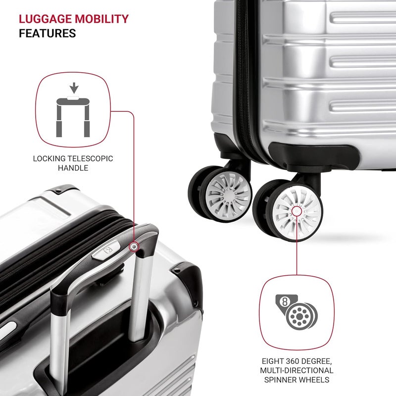 SwissGear 7782 Hardside Expandable Luggage with Spinner Wheels Silver CheckedMedium 24Inch - Image 2