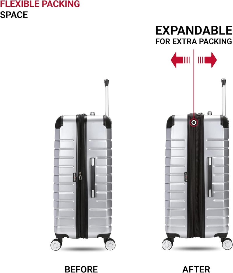 SwissGear 7782 Hardside Expandable Luggage with Spinner Wheels Silver CheckedMedium 24Inch - Image 5