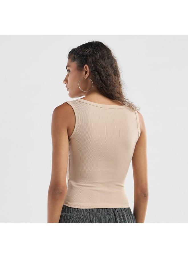 FAV Ribbed Tank Top with Round Neck  - Image 3