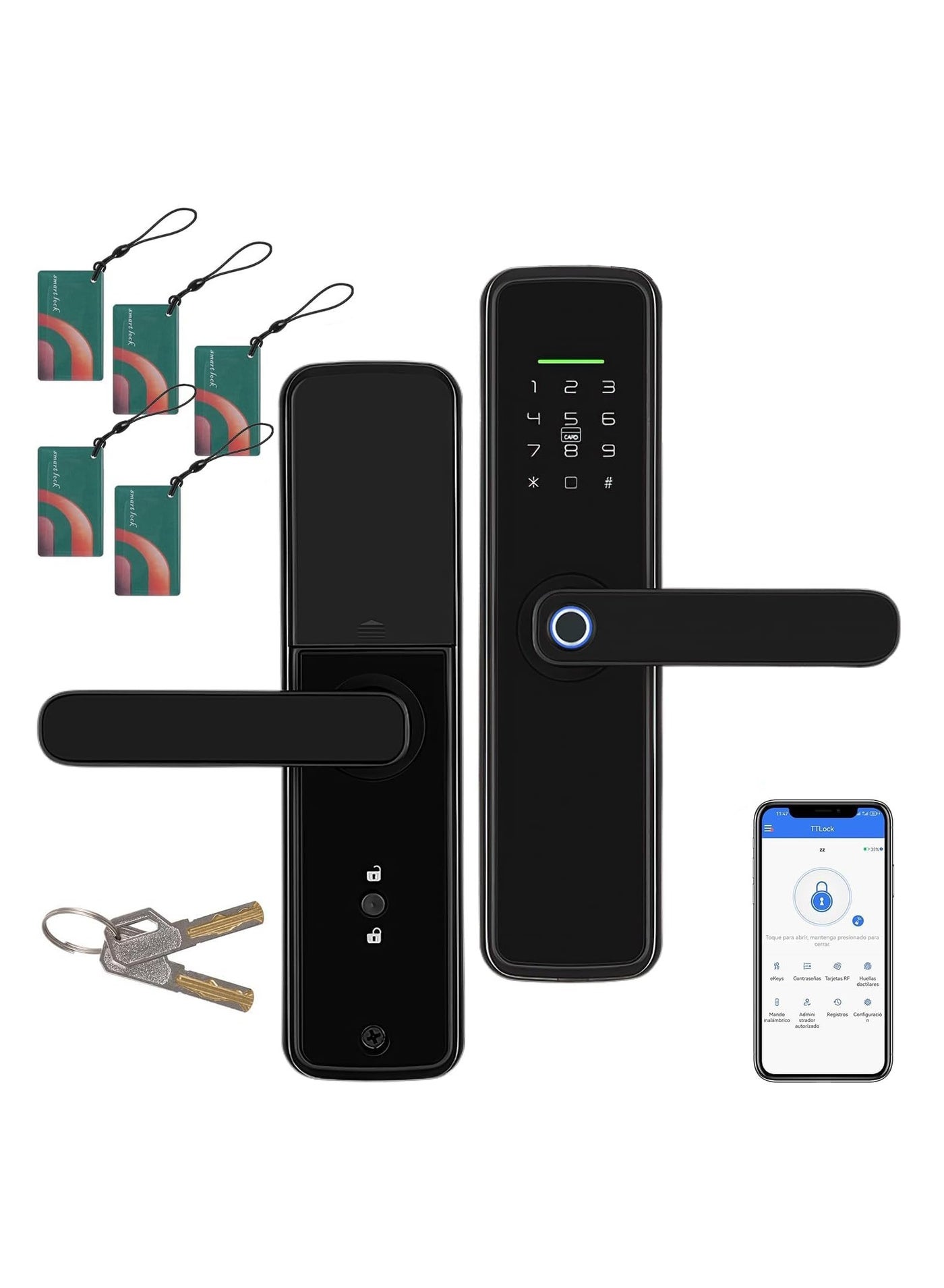 Smart Door Lock,WiFi and Bluetooth 2-in-1 Smart Lock,GCC Version No Need Extra Gateway,Digital Door with Reversible Handle for Home Apartment Airbnb