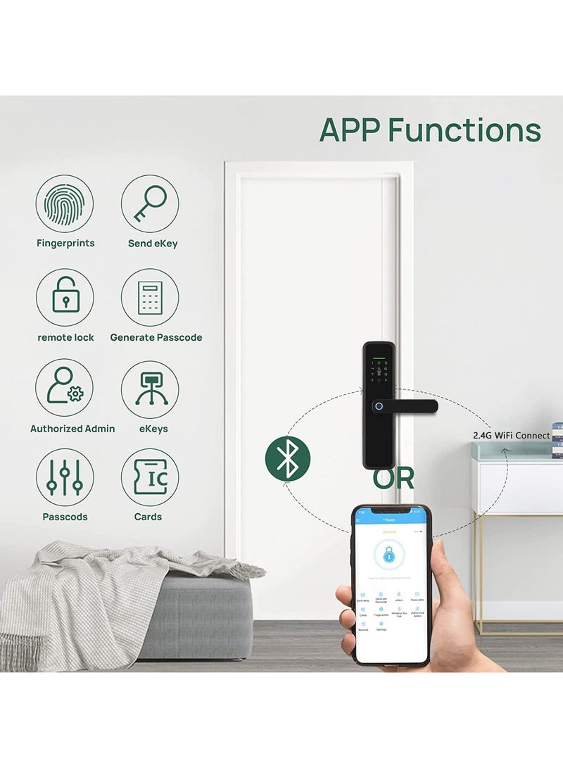 YASUCISS Smart Door Lock,WiFi and Bluetooth 2-in-1 Smart Lock,GCC Version No Need Extra Gateway,Digital Door with Reversible Handle for Home Apartment Airbnb - Image 2