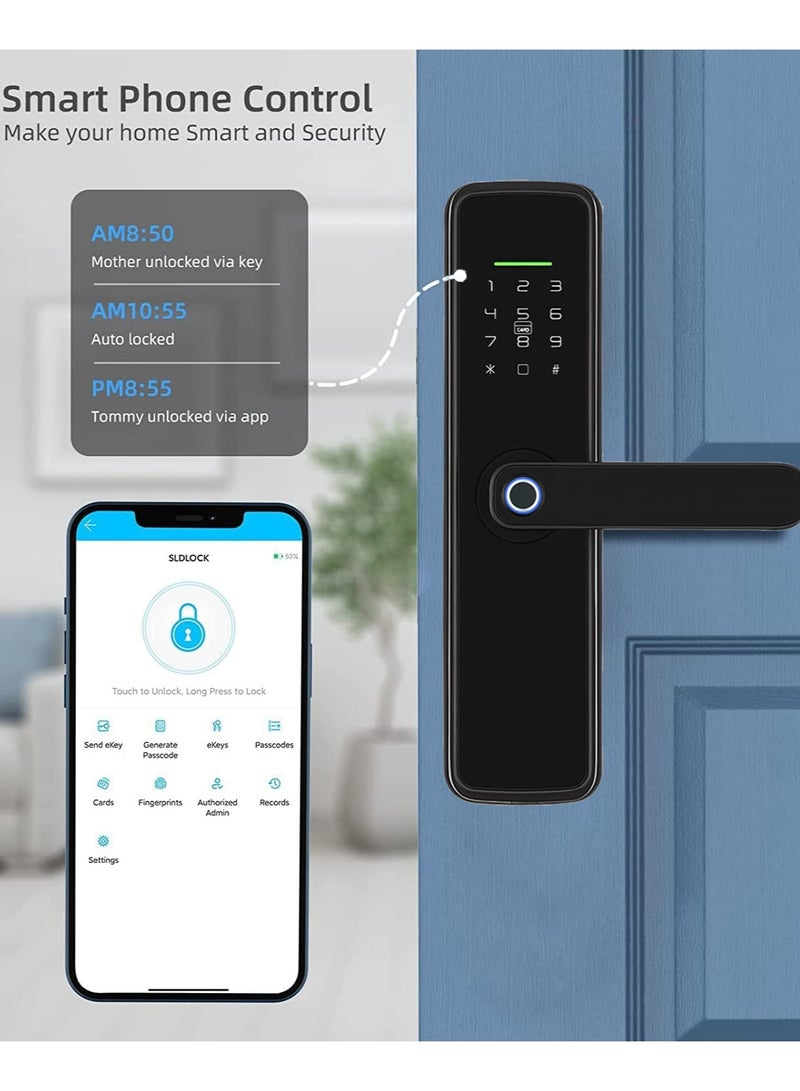 YASUCISS Smart Door Lock,WiFi and Bluetooth 2-in-1 Smart Lock,GCC Version No Need Extra Gateway,Digital Door with Reversible Handle for Home Apartment Airbnb - Image 3